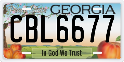 GA license plate CBL6677