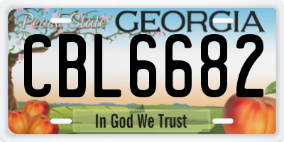 GA license plate CBL6682