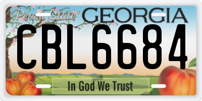 GA license plate CBL6684