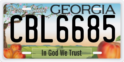 GA license plate CBL6685