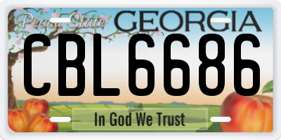 GA license plate CBL6686
