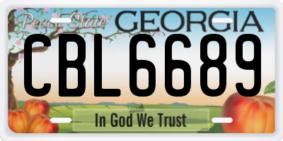 GA license plate CBL6689