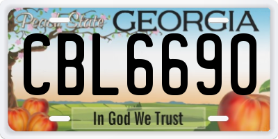 GA license plate CBL6690