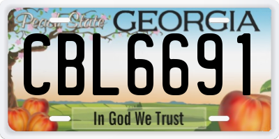 GA license plate CBL6691