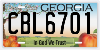 GA license plate CBL6701