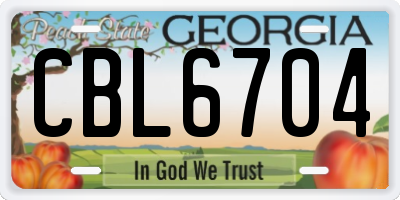 GA license plate CBL6704