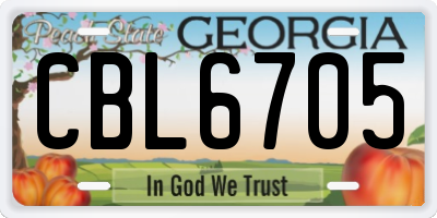 GA license plate CBL6705