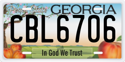GA license plate CBL6706