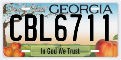 GA license plate CBL6711
