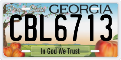 GA license plate CBL6713