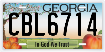 GA license plate CBL6714