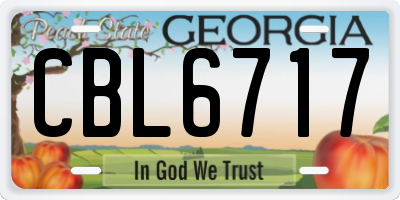 GA license plate CBL6717