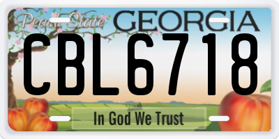 GA license plate CBL6718