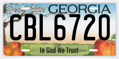 GA license plate CBL6720