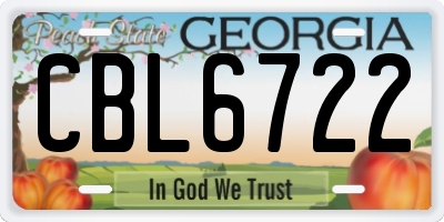 GA license plate CBL6722