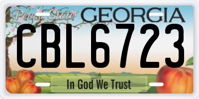 GA license plate CBL6723