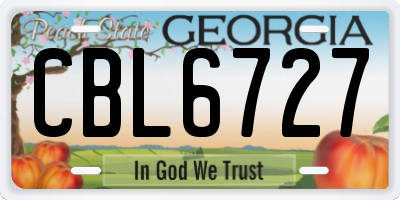 GA license plate CBL6727