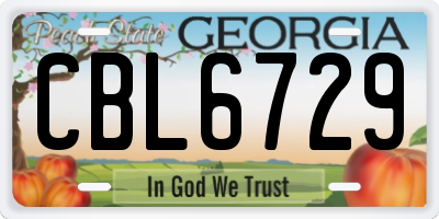 GA license plate CBL6729