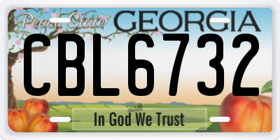 GA license plate CBL6732
