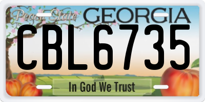 GA license plate CBL6735