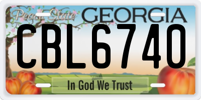 GA license plate CBL6740