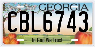 GA license plate CBL6743