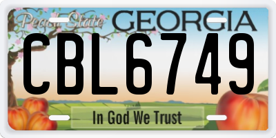GA license plate CBL6749