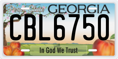 GA license plate CBL6750