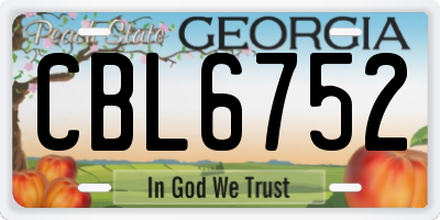 GA license plate CBL6752