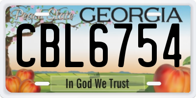 GA license plate CBL6754