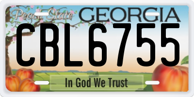 GA license plate CBL6755