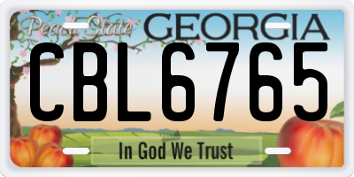 GA license plate CBL6765