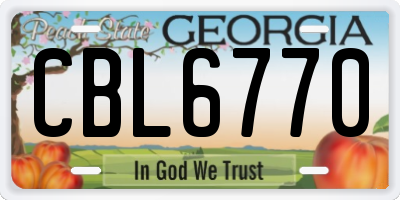GA license plate CBL6770