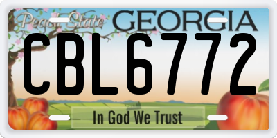 GA license plate CBL6772
