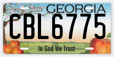 GA license plate CBL6775