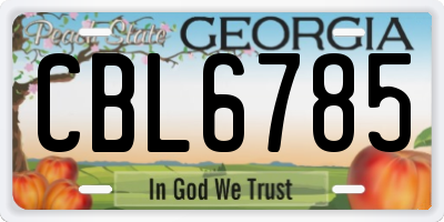 GA license plate CBL6785