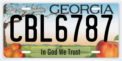 GA license plate CBL6787