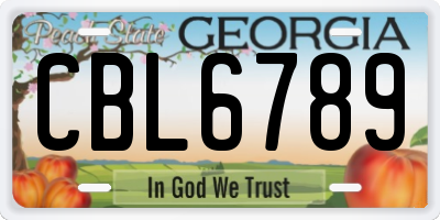 GA license plate CBL6789