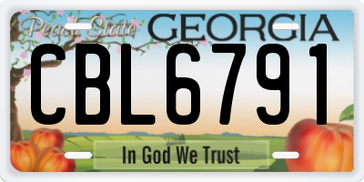 GA license plate CBL6791