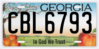 GA license plate CBL6793