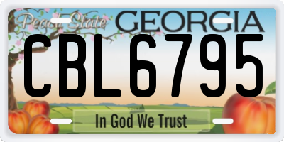 GA license plate CBL6795
