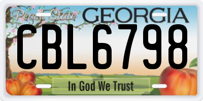 GA license plate CBL6798