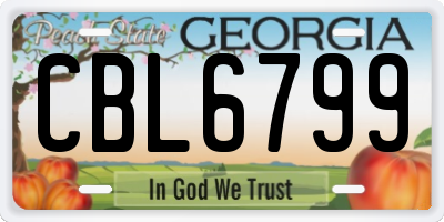 GA license plate CBL6799