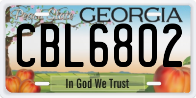 GA license plate CBL6802