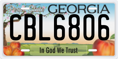 GA license plate CBL6806