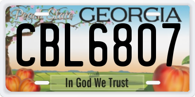 GA license plate CBL6807