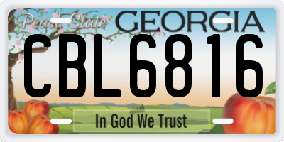 GA license plate CBL6816