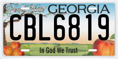 GA license plate CBL6819