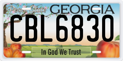 GA license plate CBL6830