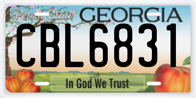 GA license plate CBL6831